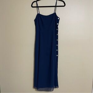 Wilfred Navy midi dress size 4 buttons up the side coastal nautical formal